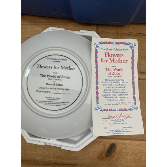 The World of Zolan 8" Plate Collection Flowers For Mother COA Hamilton Collectio - Picture 3 of 7